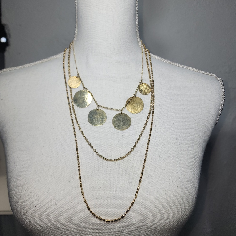 Unbranded Layered Necklace Set Women OS Gold Tone Coin Disc Tiered Chains
